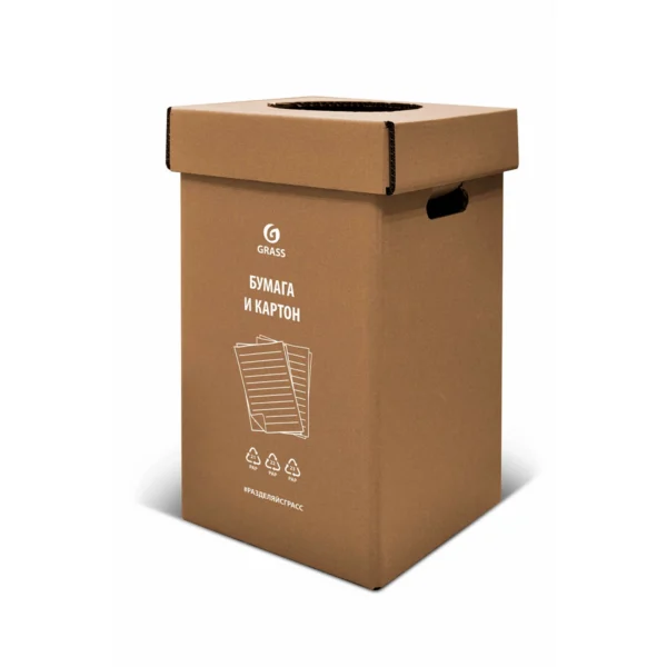 Урна квадратная, 29*29*50 (крафтовая, бумага и картон)