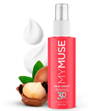 Несмываемый спрей для волос интенсивное питание, термозащита, восстановление и блеск MYMUSE